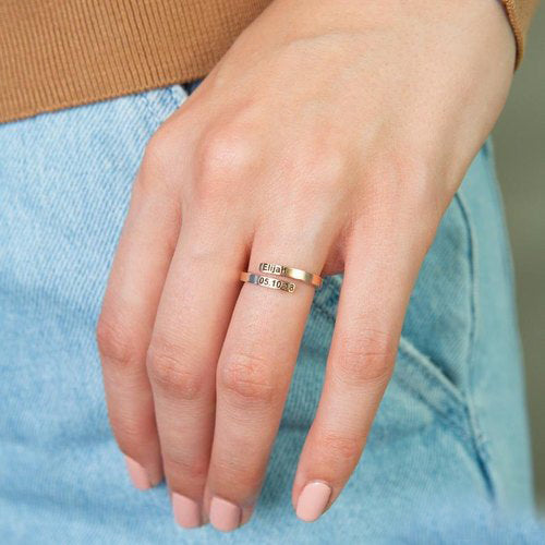 Letter Design Flower Ring - Adjustable