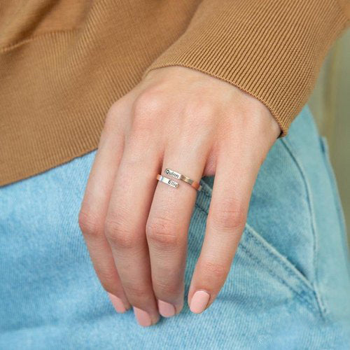 Letter Design Flower Ring - Adjustable