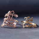 3 Name Yellow Gold Customize Ring - Adjustable