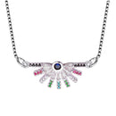 Rainbow Colourful Silver American Diamond Necklace Pendant Chain Women