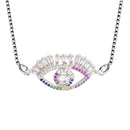 Turkish Evil Eye Cubic Zirconia Diamond Necklace Pendant Chain Women