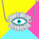 Turkish Blue Evil Eye American Diamond Necklace Pendant Chain Women