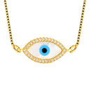 Oval Turkish Evil Eye American Diamond Silver Necklace Pendant Chain