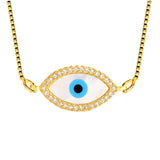 Oval Turkish Evil Eye American Diamond Silver Necklace Pendant Chain