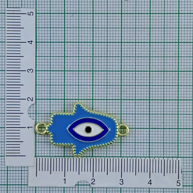 Hamsa Evil Eye Brass Red Enamel Pendant Chain Necklace For Women