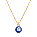 Tiny Blue Turkish Evil Eye Pendant Chain Necklace For Women