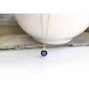 Tiny Blue Turkish Evil Eye Pendant Chain Necklace For Women