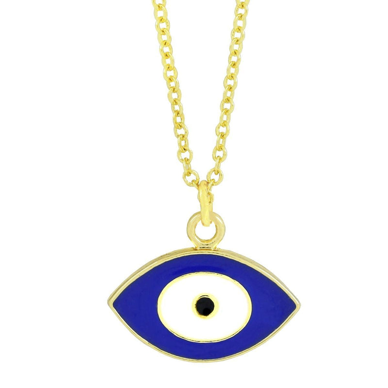 Oval Blue Turkish Evil Eye Nazariya Pendant Chain Necklace For Women