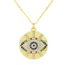Round Evil Eye Necklace Pendant Chain