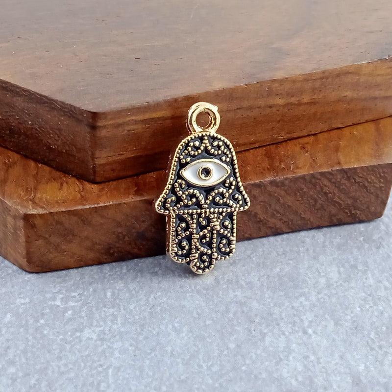 Hamsa Evil Eye Black Rose Gold Pendant Chain For Women