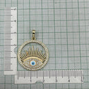 Evil Eye Eyelashes Gold Copper American Diamond Enamel Necklace Pendant Chain For Women