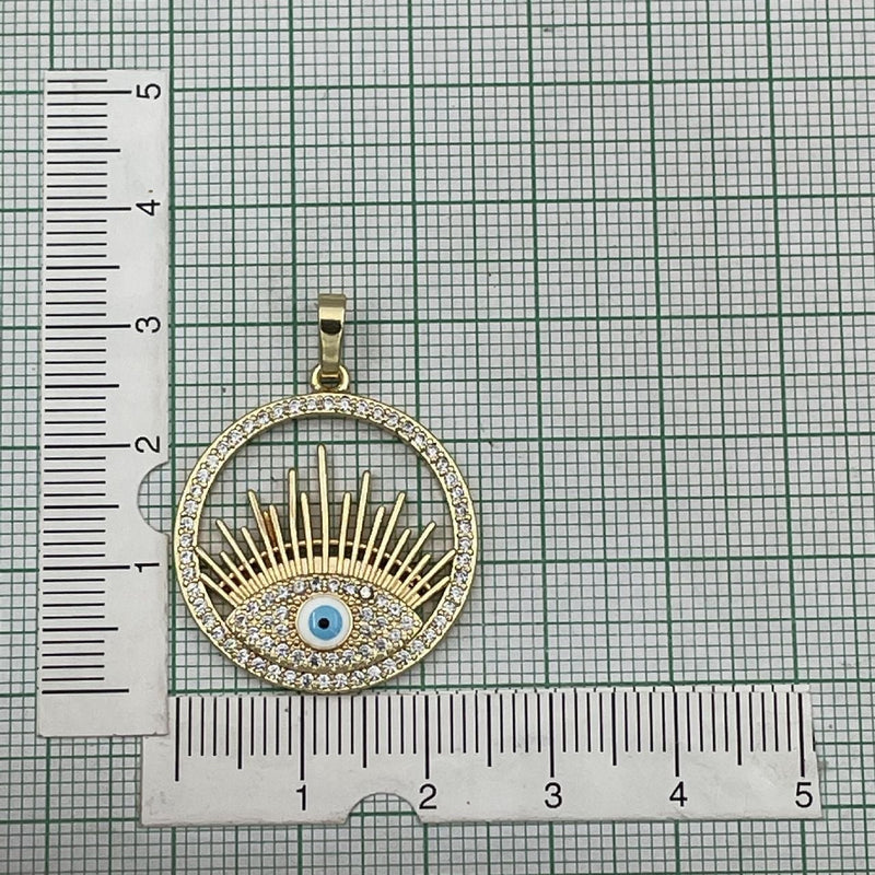 Evil Eye Eyelashes Gold Copper American Diamond Enamel Necklace Pendant Chain For Women