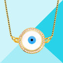 Round Turkish Evil Eye American Diamond Silver Necklace Pendant Chain