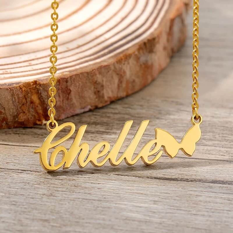 Pretty Butterfly Name Pendant Necklace