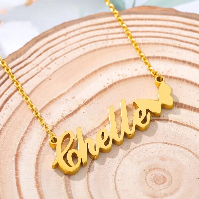 Pretty Butterfly Name Pendant Necklace