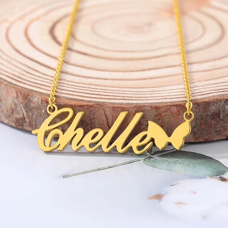 Pretty Butterfly Name Pendant Necklace