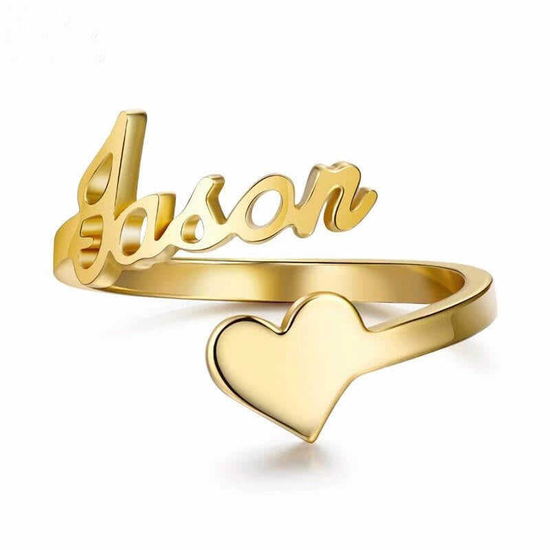 Customized Heart Name Ring - Adjustable