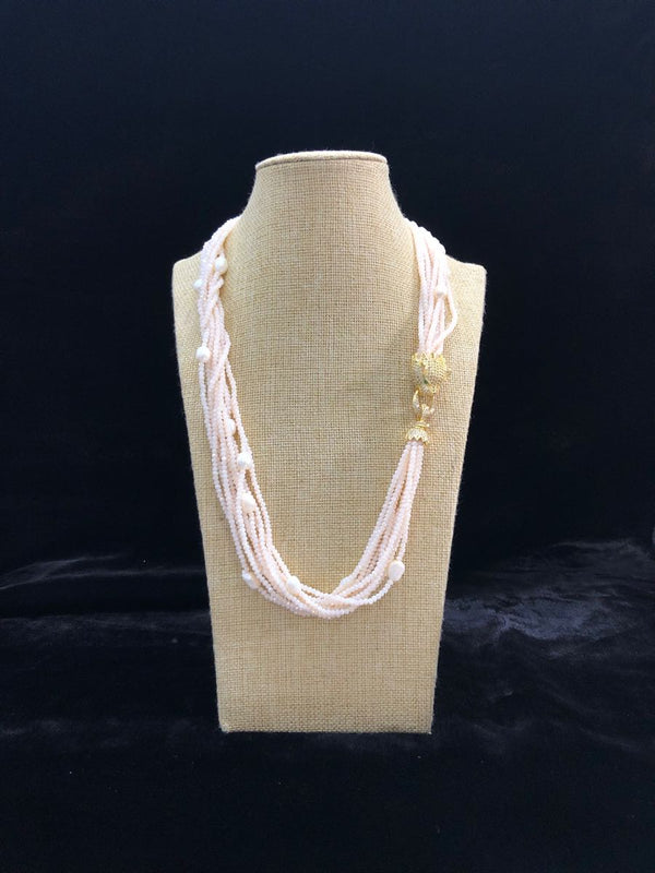 Multi Stranded Pearl and Pendant Centric Necklace-FASHION KIDA-Fashion Kida
