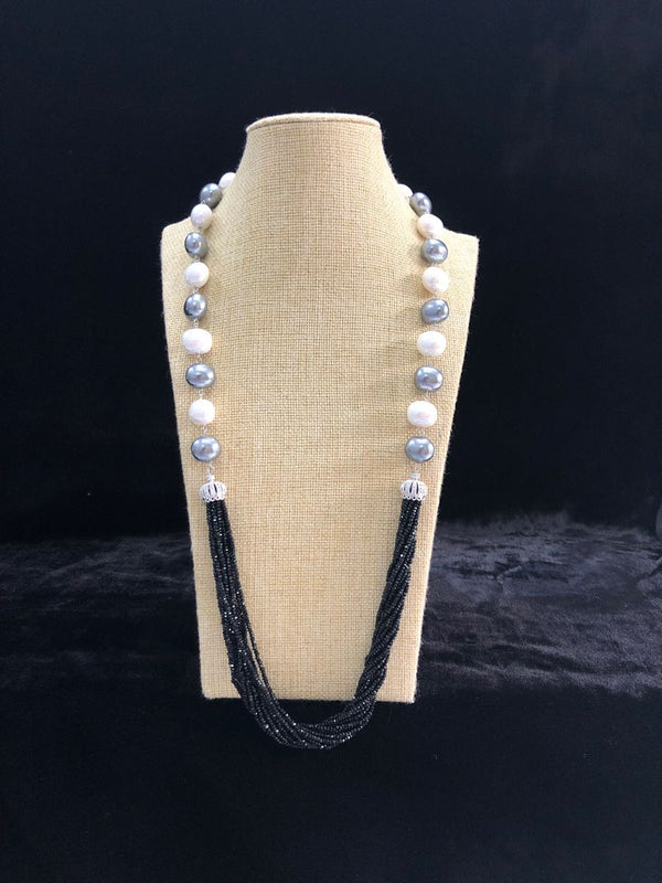 Silver and White Shell Pearl Crystal Beaded Necklace-FASHION KIDA-Fashion Kida