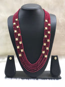 Maroon Gold Kundan Gemstone Necklace Set-FASHION KIDA-Fashion Kida