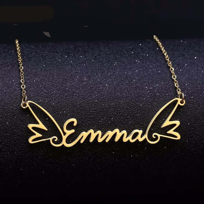 Aesthetic Angle Wings Name Pendant Necklace