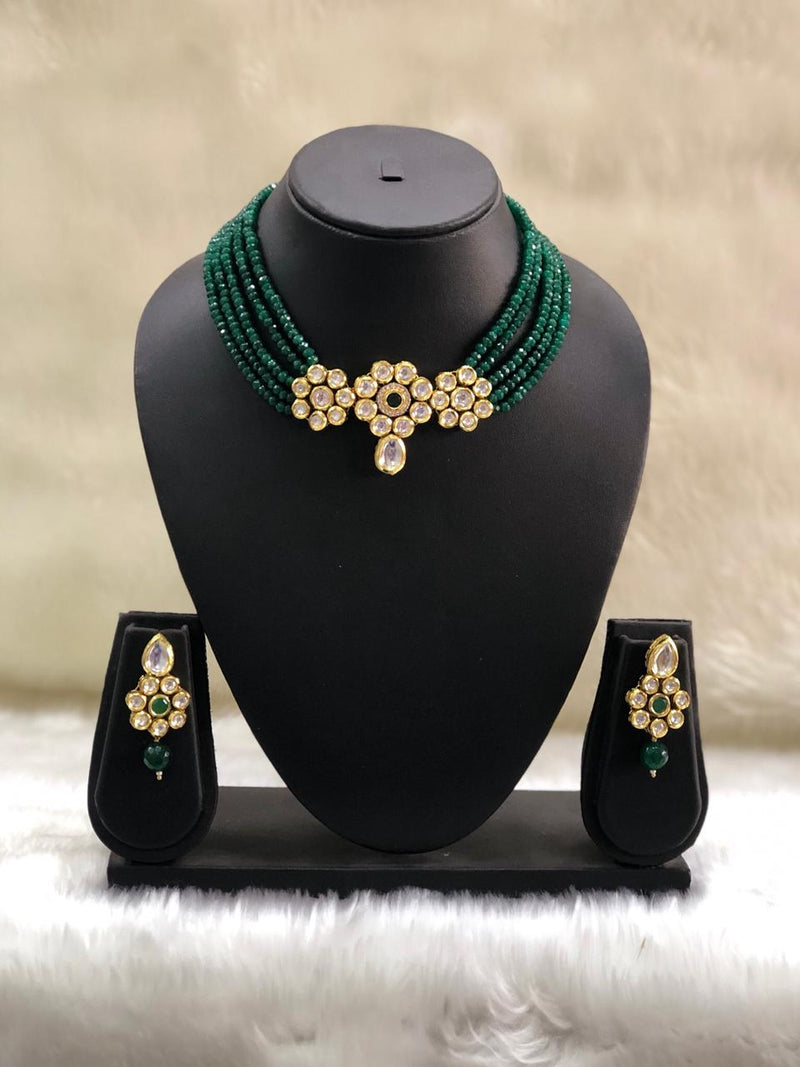 Choker Green Kundan Necklace Set-FASHION KIDA-Fashion Kida
