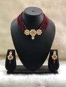Floral Maroon Design Necklace Set-FASHION KIDA-Fashion Kida