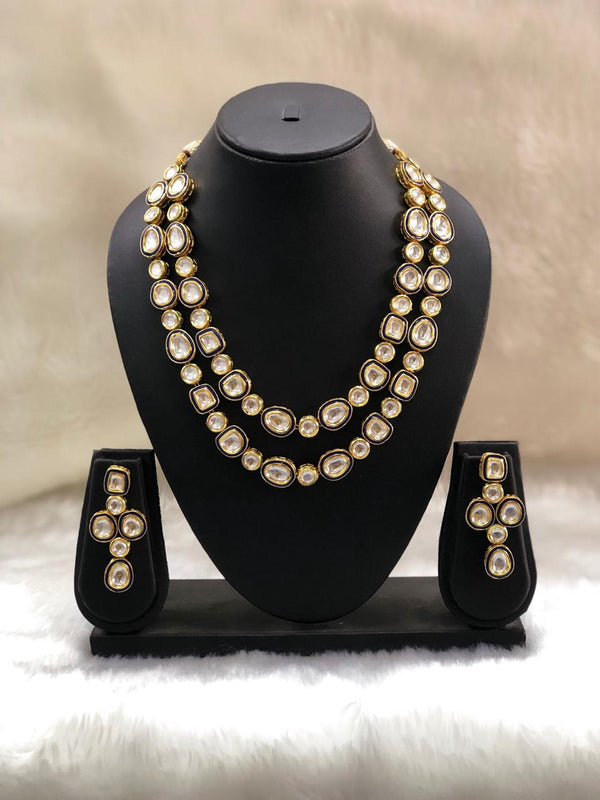 Antique Kundan Two Layered Necklace Set-FASHION KIDA-Fashion Kida