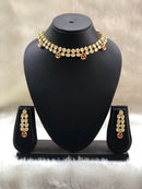 Leaf Kundan Choker Necklace Set-FASHION KIDA-Fashion Kida