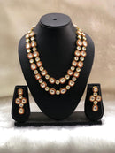 Sterling Kundan Two Line Necklace Set-FASHION KIDA-Fashion Kida