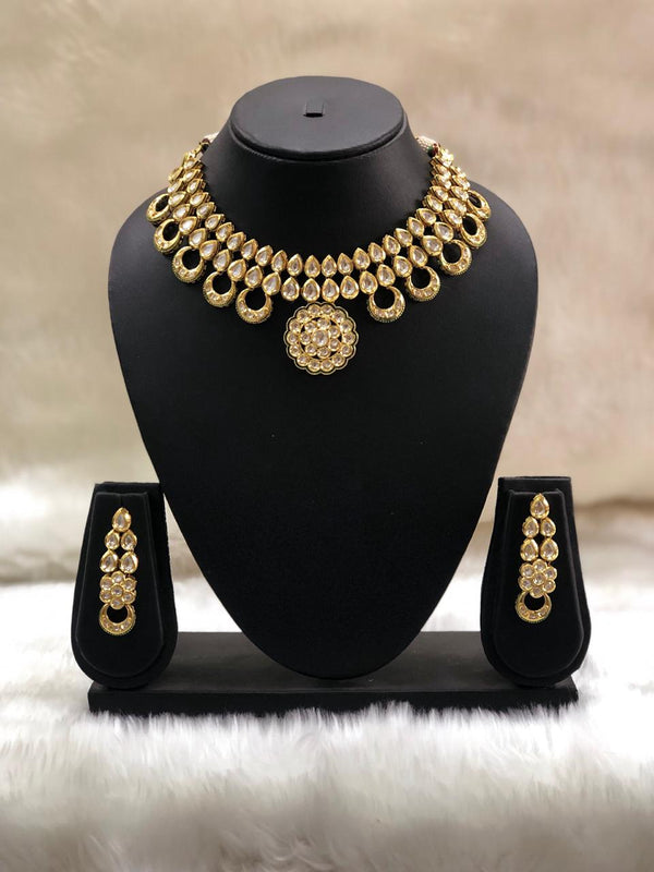 Alloy Kundan Choker Necklace Set-FASHION KIDA-Fashion KidaAlloy Kundan Choker Necklace Set