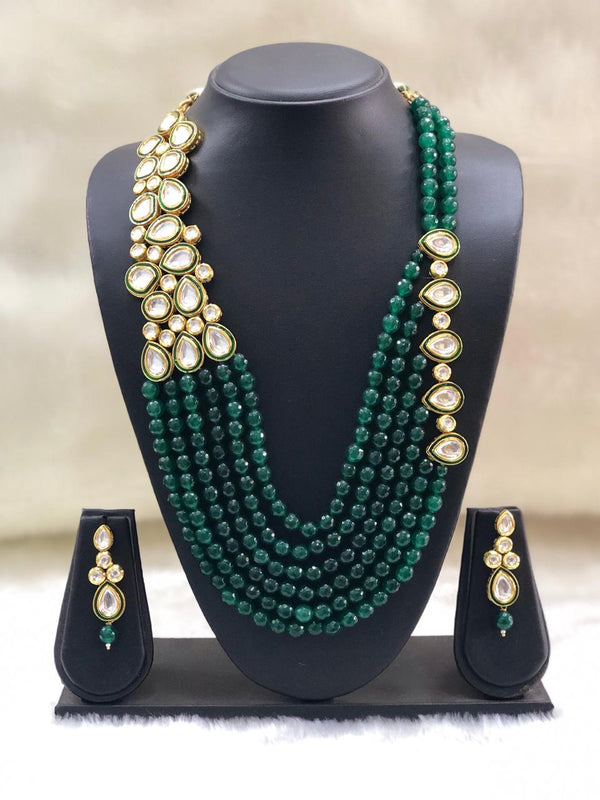 Stunning Green Kundan Necklace-set