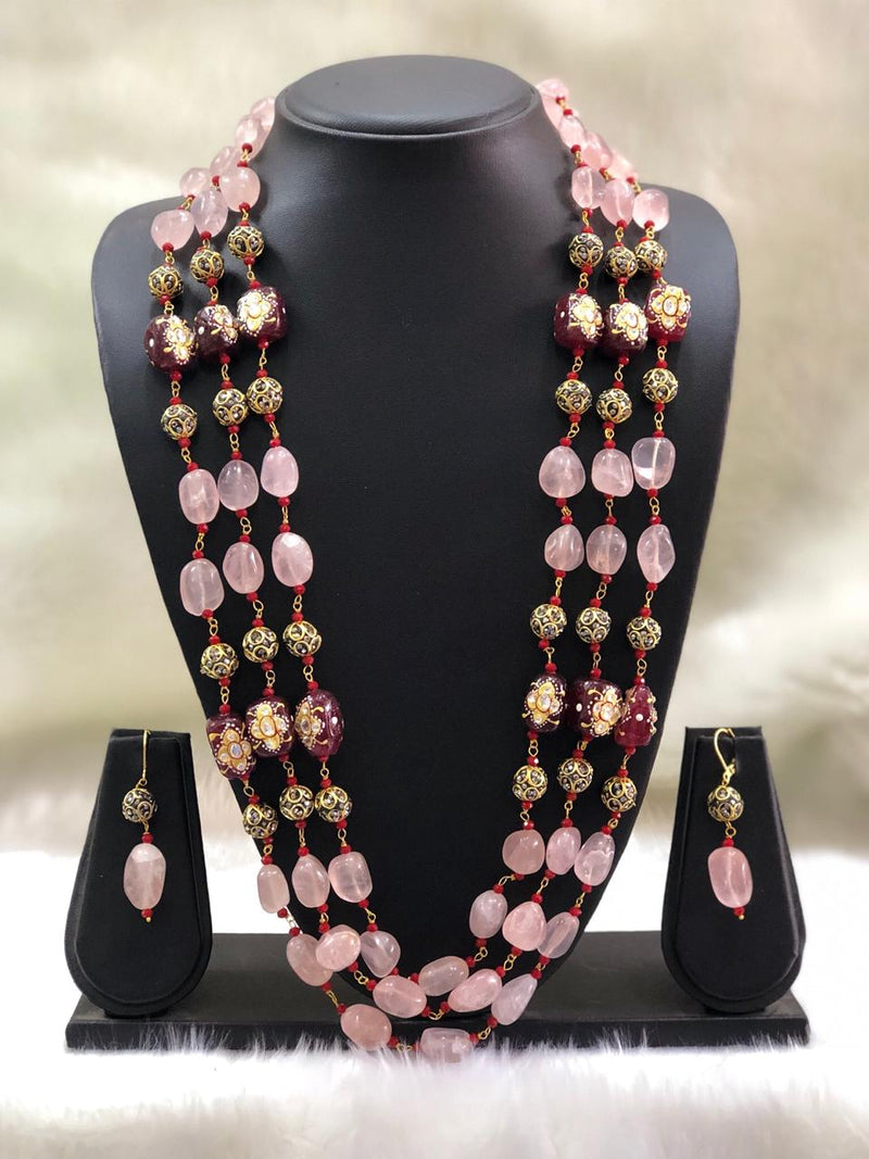 Baby Pink Replinesh Seed Necklace Set