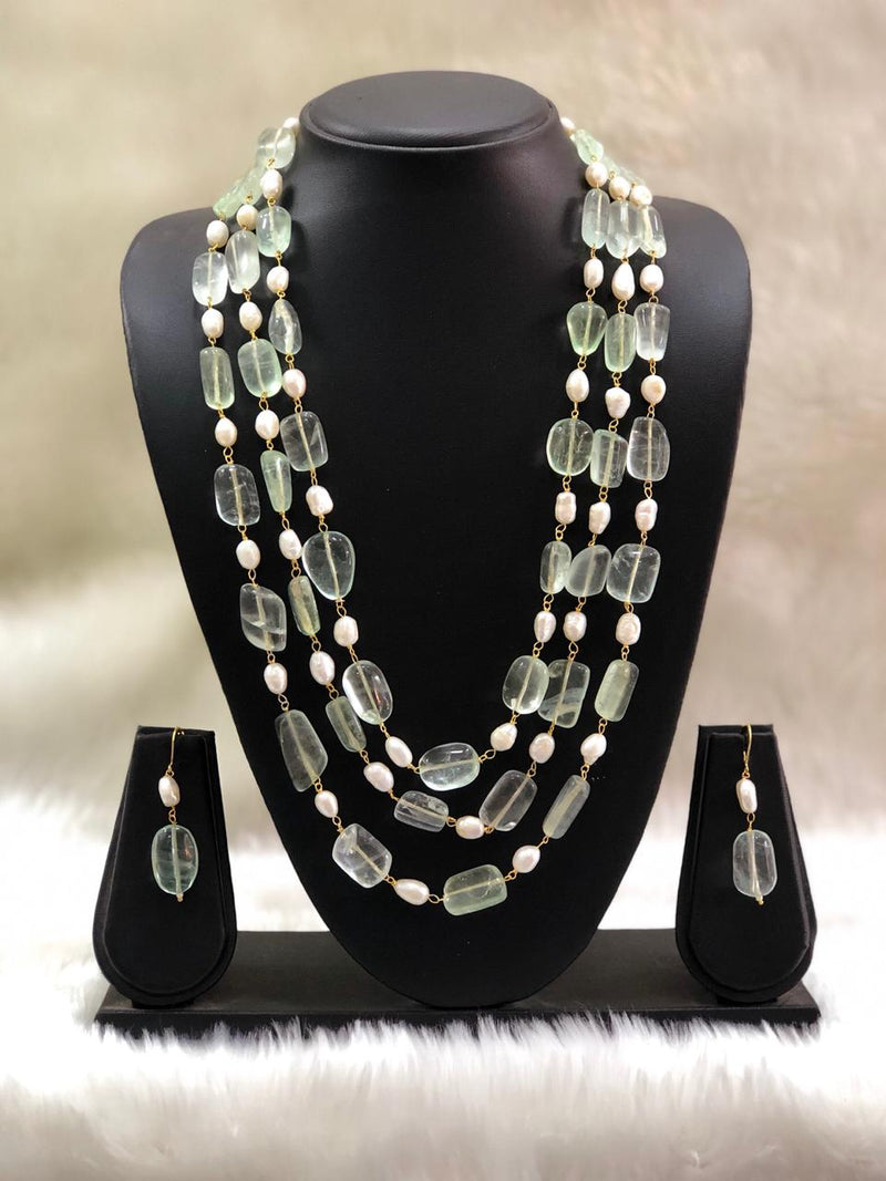 Prismatic Green Seed Bead Necklace Set