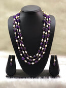 Purple Seed Beads and Baroque Necklace Set