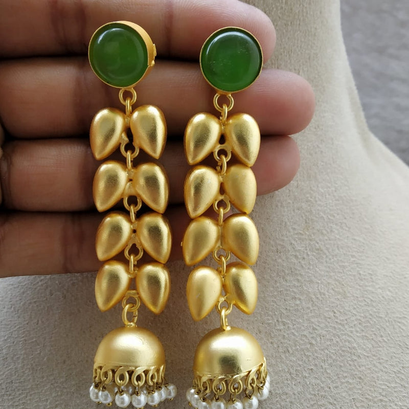 Green  Beaded Designer Jhumkis
