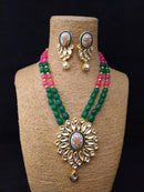 Intricate Beaded Kundan Necklace Set