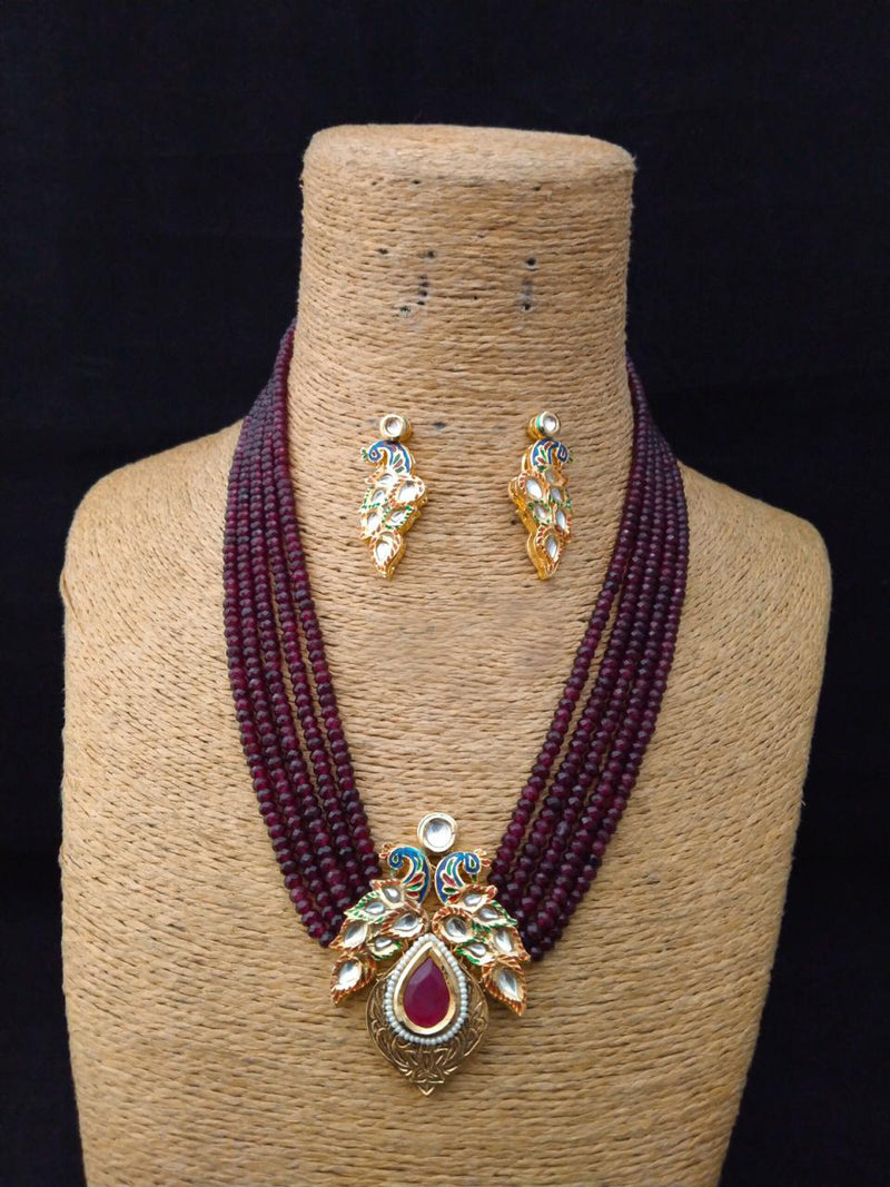 Stranded Highligted Kundan Necklace Set
