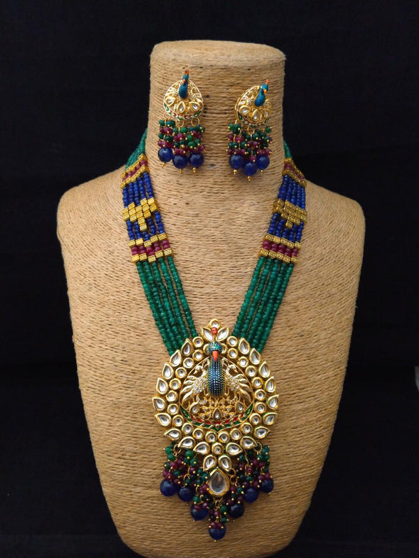 Emblem Peacock Kundan Necklace Set