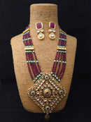 Engraving Cultured Kundan Necklace Set