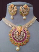 Ethnic Designer Ganpati Bappa Necklace Set