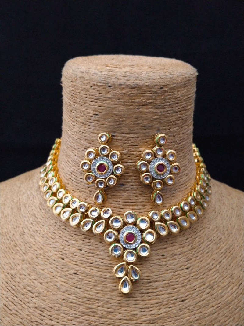Alkalic Gillitered Kundan Necklace Set