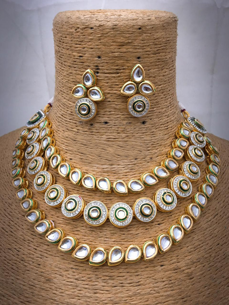 Etched Descriptive Kundan Necklace Set