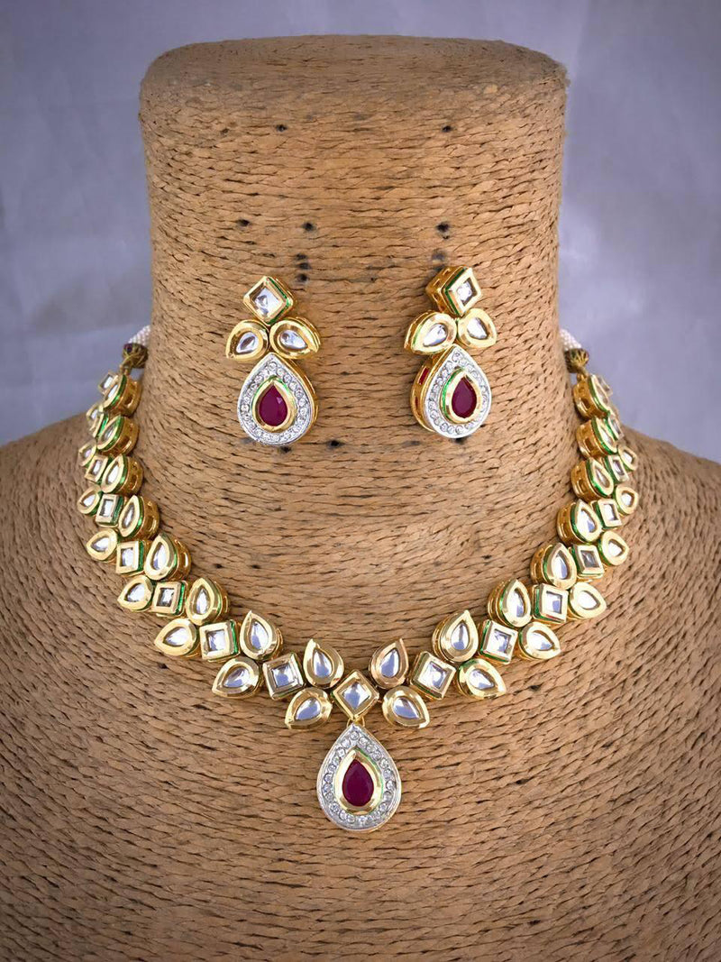 Valley Goldmine Kundan Necklace Set -Fashion Jewellery-Fashion Kida