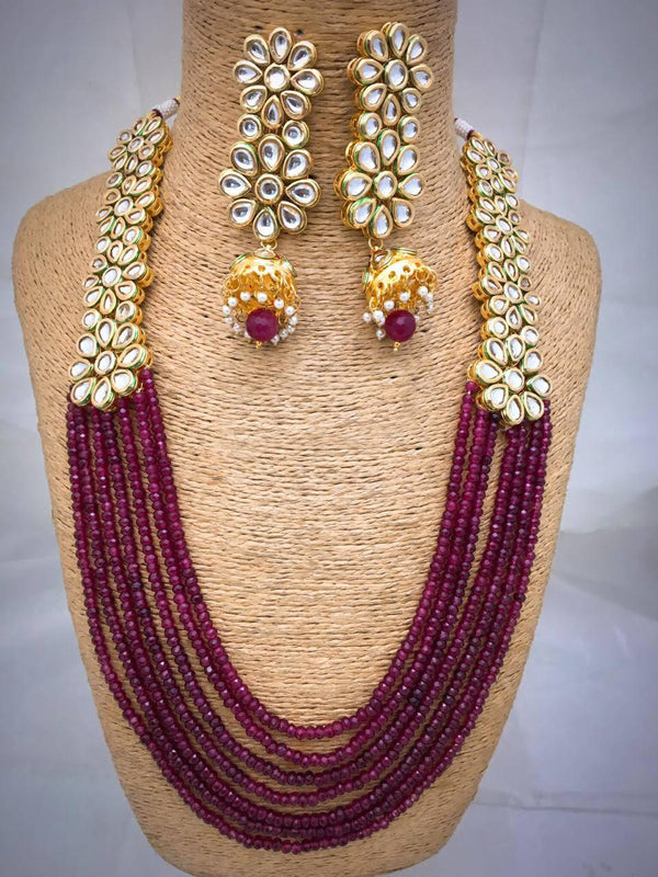 Medallion Jewel Beautiful Kundan Necklace Set-Fashion Jewellery-Fashion Kida