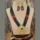 Structural Carved Multistrand Onyx Black Kundan Necklace Set