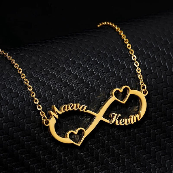 Trimming Infinity Necklace With 2 Hearts