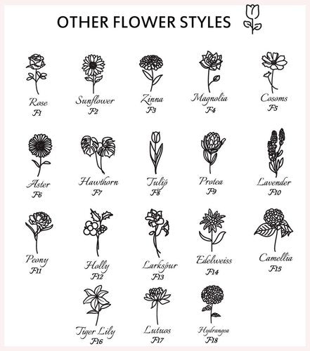 Fashionable Birth Flower Name Necklace