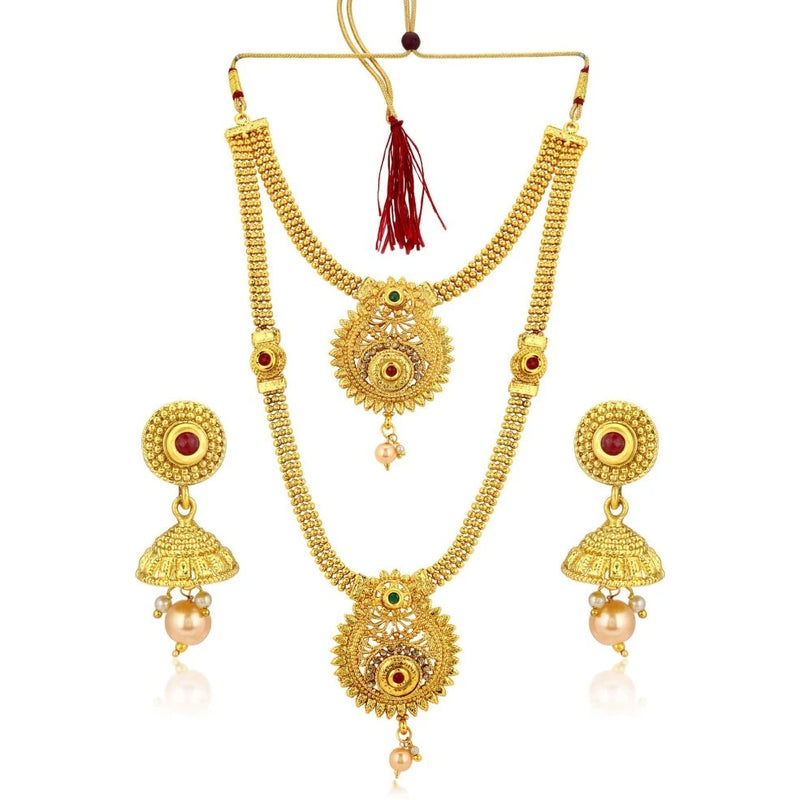 Cluster Gold Plated Necklace Set