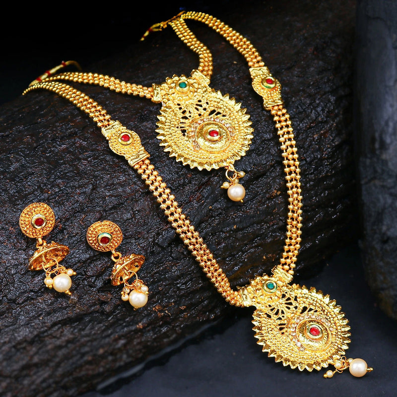 Cluster Gold Plated Necklace Set